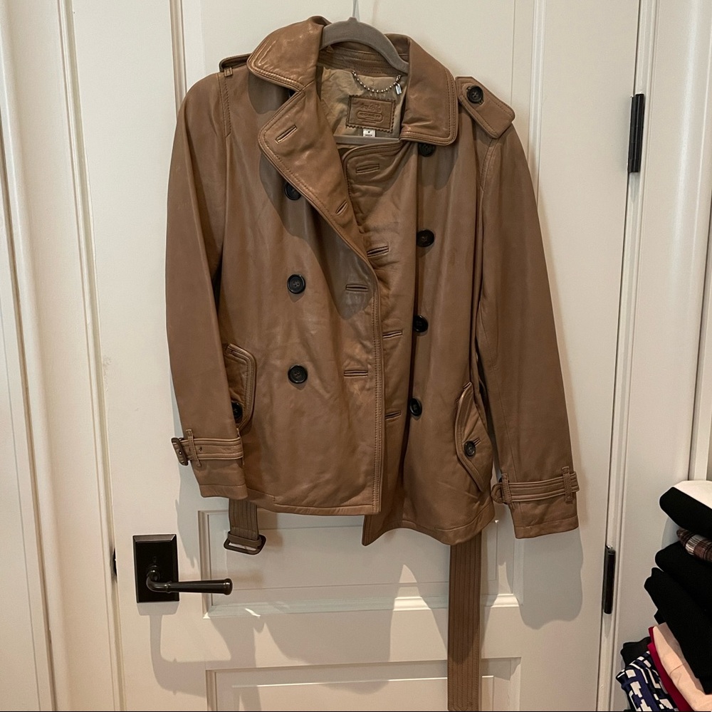 Vintage Leather Coach Belted Jacket